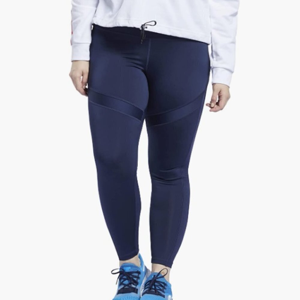 Core 10 by Reebok Women's Mesh Cutout Leggings, Vector Navy, Medium - Picture 4 of 7